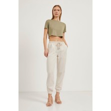 Tensel Paça Lastikli Cep Detaylı Pantolon