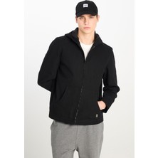 Regular Fit Normal Kesim Kapüşonlu Siyah Ceket