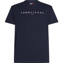 Tommy Jeans Bisiklet Yaka Koyu Lacivert Erkek T-Shirt DM0DM20744C1G Tjm Reg Lınear Logo