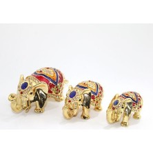 Swarovski Taşlı 3'lü Fil Figürü Model 3