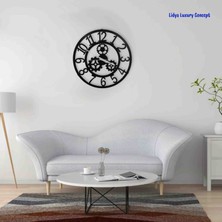 Sessiz Mekanizmalı Metal Duvar Saati – Dişli Desenli, Siyah, Şık ve Modern Tasarım