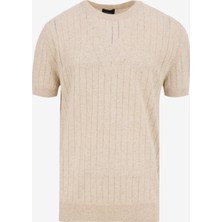 Fabrika Comfort Bisiklet Yaka Regular Fit Jakarlı Bej Erkek Kazak FC5SM-KZK 2764