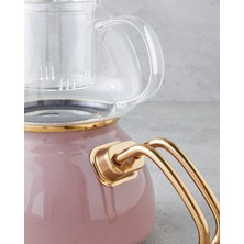 Eliza Emaye Mini Çaydanlık 0,50 Lt + 1,1 Lt Gül Kurusu