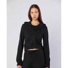 Kappa Leda Kadın Siyah Regular Fit Fermuarlı Eşofman Üstü %48 Pamuk %47 Polyester İlkbahar-Yaz