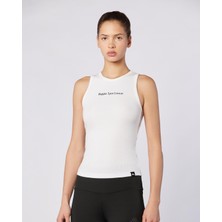 Kappa Kadın Regular Fit Beyaz Ribana Atlet %96 Pamuk, %4 Lycra Konforlu Kullanım