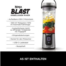 Blast Taşınabilir Kablosuz Mikser ve Smoothie Makinesi, Güçlü, Şarj Edilebilir, 530ML ,