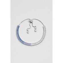 Renkli Baget 18 Ayar Beyaz Altın Kaplama Ayarlanabilir Gümüş Bileklik