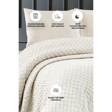 Evlen Home Collection Triko Battaniye Örgü Çift Kişilik 220 x 240 cm Yatak Örtüsü Pike Poly