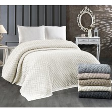 Evlen Home Collection Triko Battaniye Örgü Çift Kişilik 220 x 240 cm Yatak Örtüsü Pike Poly