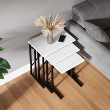 Ceramical Zg2 Metal Ayaklı Zigon Sehpa - Beyaz