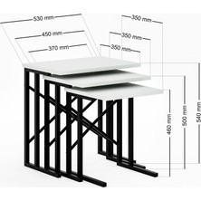 Ceramical Zg2 Metal Ayaklı Zigon Sehpa - Beyaz