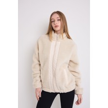 First Stops Kadın Ekru Rüzgar Geçirmez Welsoft Çift Cepli Kışlık Mont Fst-Fma-05-K Peluş