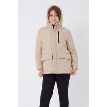 Kız Çocuk Taş Içi Kürklü Su ve Rüzgar Geçirmez Kapüşonlu 3 Cep Kışlık Mont & Kaban & Parka FST-FMPÇ-110 K