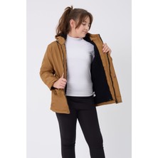 Kız Çocuk Taba Içi Kürklü Su ve Rüzgar Geçirmez Kapüşonlu 3 Cep Kışlık Mont & Kaban & Parka FST-FMPÇ-110 K