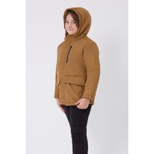 Kız Çocuk Taba Içi Kürklü Su ve Rüzgar Geçirmez Kapüşonlu 3 Cep Kışlık Mont & Kaban & Parka FST-FMPÇ-110 K