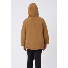 Kız Çocuk Taba Içi Kürklü Su ve Rüzgar Geçirmez Kapüşonlu 3 Cep Kışlık Mont & Kaban & Parka FST-FMPÇ-110 K
