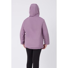 Kız Çocuk Lila Içi Kürklü Su ve Rüzgar Geçirmez Kapüşonlu 3 Cep Kışlık Mont & Kaban & Parka FST-FMPÇ-110 K