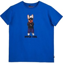 Bad Bear Hyper Bear Saks Mavisi Baskılı Çocuk Tişört