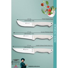 SÜRMENOX Sürmene Serisi Mutfak Bıçak Seti Et Ekmek Sebze Salata Bıçağı 3'lü Set Beyaz  ( MFT-022 )