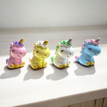 Oktay Sesal 4 Adet Unıcorn Biblo Dekoratif Biblo Noel Süsleri Yılbaşı Hediyeleri Vitrin Dekor