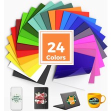 Aiorwel Kalıcı Vinil Levhalar, 24 Renk 12 x 12 Inç Su Geçirmez Yapışkanlı Vinil Paketi Cricut, Silhouette, Cameo Kesiciler Için (Yurt Dışından)