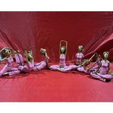 3'lü Yoga Yapan Kızlar Biblo, Tütsülük & Mumluk Seti - Büyük Boy