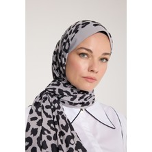 Pure Tone Şal - Leopar Desen - Soft Gri - Siyah
