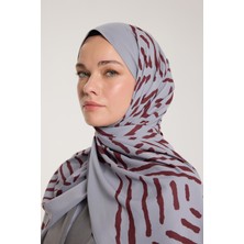 Pure Tone Şal - V Desen - Gümüş - Bordo
