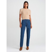 Dilvin 71731 Rins Yıkama Stright Denim Pantolon-Mavi