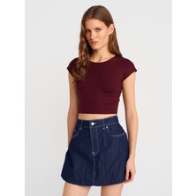 Dilvin 30528 Pamuk Ve Modal Karışımlı Crop Top-Siyah