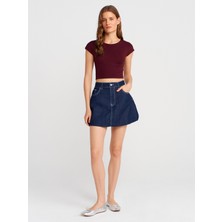 Dilvin 30528 Pamuk Ve Modal Karışımlı Crop Top-Siyah