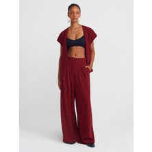 Dilvin 71585 Pensli Kısa Paça Pantolon-Bordo