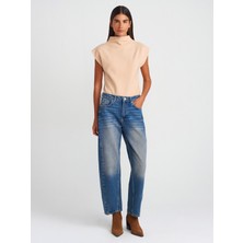 Dilvin 71729 Dikişi Dönük Denim Balon Pantolon-Tint