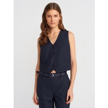 Dilvin 60575 Kısa Özel Dikim Yelek-Lacivert