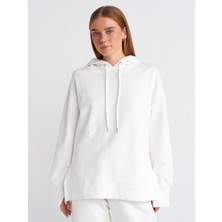 40403 Dikiş Esprili Yırtmaçlı Sweat-Ekru