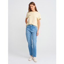 Dilvin 71786 Slim Denim Mom Pantolon-Mavi