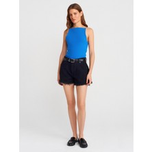 Dilvin 21020 Halter Yaka Top-Koyu Kahve