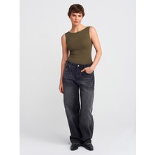Dilvin 20868 Kayık Yaka Kolsuz Top-Mint