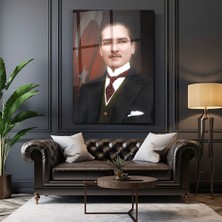 Zera Wall Mustafa Kemal Atatürk Cam Tablo- Ev ve Ofis Dekorasyonu-Duvar Dekorasyonu-Türk Bayrağı-Insan