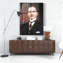 Zera Wall Mustafa Kemal Atatürk Cam Tablo- Ev ve Ofis Dekorasyonu-Duvar Dekorasyonu-Türk Bayrağı-Insan