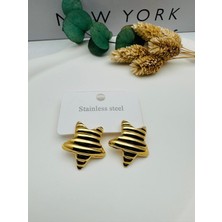 Gly Çlk Bijuteri Yıldız Çelik Küpe (Gold) KP470