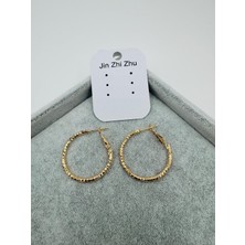 Gly Çlk Bijuteri KP270 Halka Zirkon Küpe (Gold)