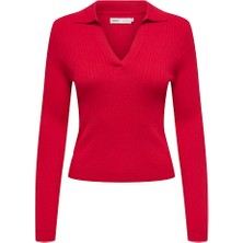 Only Kadın Onlkaya Polo Yaka Kırmzı Bluz 15344841