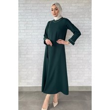 Julude Kadın Taş Işlemeli Bel Kuşak Detaylı Tesettür Elbise