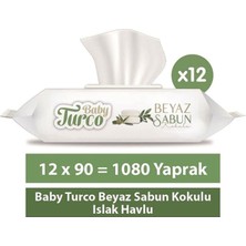 Baby Turco Beyaz Sabun Kokulu Islak Havlu 12x90