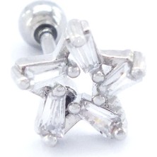 Ferizz 316L Çelik Zirkon Taşlı Yıldız Şekilli Piercing PRC-173