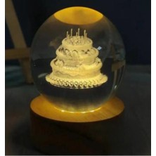 Kristal Küre LED Işıklı USB Ahşap Tabanlı 3D Ev Ofis Masaüstü Mini Lamba Dekor Hediyelik