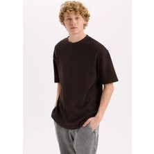 DeFacto Boxy Fit Bisiklet Yaka Kısa Kollu Basic Düz Waffle Tişört B4443AX25SP