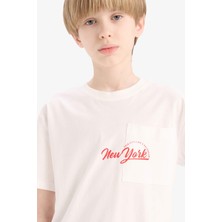 DeFacto Bisiklet Yaka Baskılı Kısa Kollu Tişört Erkek Çocuk E0095A825SM