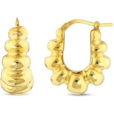 Tasarım Altın Halka Küpe - 14K - 3.87GR